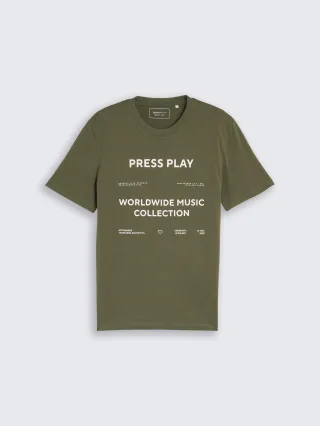 Denim Tom Tailor - T-Shirt mit Print urban olive green - Gr. - XXL