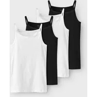 Name It Unterhemd NKFSTRAP TOP 4P BLACK WHITE SOLID NOOS (Packung, 4-St)