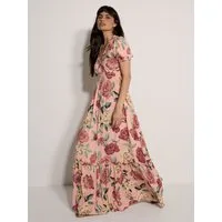 Apricot Maxikleid Chloe-Maxikleid mit Blumenmuster und Wickelausschnitt