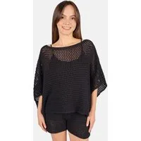 Seasons of April Fledermausshirt ZURI LOCHSTRICK (1-tlg., keine Angabe) Damen Strick Top Lochstrick Halbarm Sommer, Häkeltop Oversize Zuri