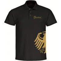multifanshop Poloshirt Deutschland - Adler seitlich Gold - Polo