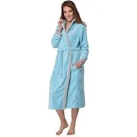 RAIKOU Damenbademantel Damen Bademantel mit Kapuze Coral-Fleece Flausch Relax Kuschelfrottee, Polyester, Kapuze, Gürtel, mit Kapuze