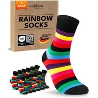 sockenkauf24 Basicsocken Damen Socken Bunt Ringelsocken Gestreift Baumwolle mit Komfortbund (12-Paar) ohne Naht