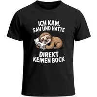 MoonWorks Print-Shirt Herren T-Shirt Faultier Spruch Ich kam sah und hatte direkt kein Bock mit Print