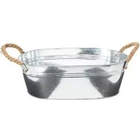 Florists Products Übertopf Schale Zink Oval 35x21,5x11,5cm mit Seilgriffen Garten Deko