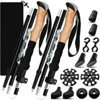 Kityhome Wanderstöcke Faltbare Trekkingstöcke 108-130cm Nordic Walking Stöcke, 6 Paar Gummipuffer,EVA Schaumgriff,Schweissabsorbierend