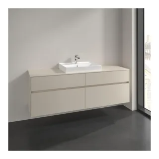 Villeroy und Boch Collaro Waschtischunterschrank C025B0VN 160x54,8x50cm, Waschtisch mittig, LED-Beleuchtung 12W, cashmere grey