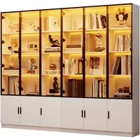 REDOM Vitrine Aufbewahrungsschrank 240x200x32 cm mit 12 Türen, Weiß (Packung, 2-St., Stauraum mit integrierter Kippsicherung) Schlanke 200cm Vitrine, Elegante Präsentation für Sammlerstücke