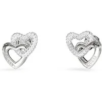 Guess Paar Ohrstecker JUBE06015JWRHT/U, für Damen Herzen Silberfarben