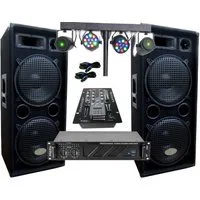 DSX PA Party DJ Disco Set Lautsprecher Mixer Bluetooth Verstärker Lichtset Party-Lautsprecher (1480.00 W)