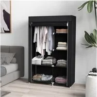 HOMCOM Stoffschrank Klappbarer Kleiderschrank Faltbare Garderobe in Vlies-Optik (Kleiderständer, 1-St., Faltschrank) Schwarz, 103 x 43 x 162,5 cm