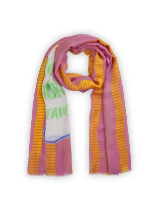 gedruckter Schal aus weicher Viskose-Model-Mischung mit More-Amore-Druck pink - Gr. - one size