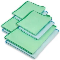 ELEXACLEAN Fenstertuch streifenfrei Scheibentuch Mikrofasertuch (Mikrofaser, Set, 8-tlg., 60x40cm & 40x30cm, grün/blau, streifenfrei ohne Chemie nur mit Wasser)