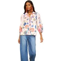 Love & Roses Spitzenbluse Love & Roses Bluse mit Print und Spitze, Regular (1-tlg)