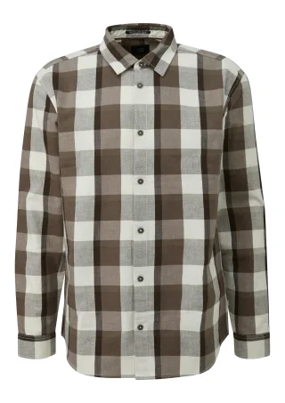 qs - Hemd braun/creme - Gr. - M