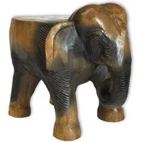 Thaiboo Blumenhocker Elefantentisch - Massivholz - Hocker - Deko - Blumenständer 24cm