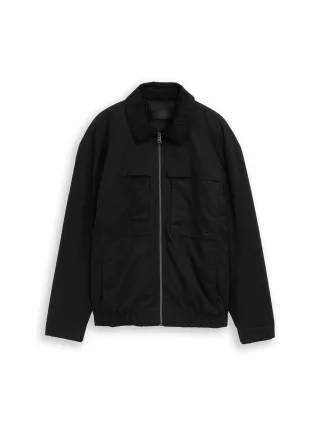 Denim Tom Tailor - Relaxed Fit Jacke mit Cord-Kragen black - Gr. - XL