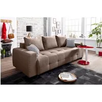 OTTO home Schlafsofa Bella, B: 241 cm, Liegefl. 142x194 cm, Bettfunktion, Bettkasten & 2 Zierkissen, Federkern