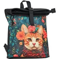 NEW REBELS Cityrucksack kleiner Roll Up RollTop Kurier Rucksack Mart Los Angeles, wasserabweisendes Planenmaterial, mit Katzen Design