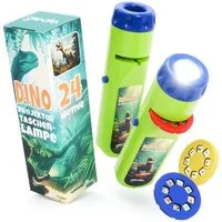 greate. Diaprojektor 2x Taschenlampe Dinosaurier Kinder - Dino Projektor Lampe & 24 Bilder