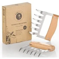 Buddy's Fleischgabel Buddy´s BBQ, Pulled Prok Krallen aus Edelstahl mit Griffen aus Buchenholz