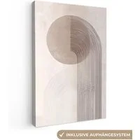OneMillionCanvasses® Leinwandbild Minimalistisch - Kreis - Hellgrau, Fotodruck (1 St), Leinwand Canvas Wandbild, Wanddekoration 20x30 cm