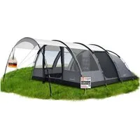 Skandika Tunnelzelt Falkenberg Sleeper Protect, Großes Familienzelt für 6 Personen, Personen: 6 (wasserdicht, 2m Stehhöhe, 670 x 390 x 200 cm, UV-Schutz: UPF 50), eingenähter Zeltboden, schwarze Schlafkabine, 3.000 mm Wassersäule