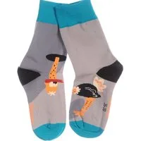 Martinex Freizeitsocken 1 Paar Socken lustige bunte witzige Strümpfe in Grau mit Strauß elastisch, weich, bunt, 35 36 37 38 39 40 41 42 43 44 45 46