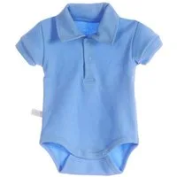 La Bortini Body Baby Kurzarmbody mit Polokragen in Blau aus reiner Baumwolle, 44 50 56 62 68 74 80 86 92 98 104