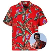 Paradise Found Hawaiihemd Tom Selleck "Jungle Bird" Original Hawaii-Hemd Kurzarm Front-Tasche