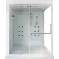 HOME DELUXE Dampfdusche Duschtempel DESIGN - XL, BxT: 180x130 cm, Sicherheitsglas (ESG), Regendusche, 12 Rückenmassagedüsen, LED-Beleuchtung, Schiebetür, Wasserfall, Dampfsauna, Komplettdusche