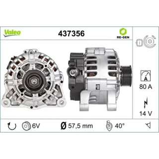 Valeo Generator  80A Citroen Fiat Lancia Peugeot 437356