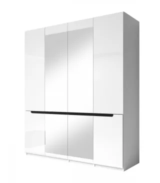 Drehtürenschrank HL1-20, 181 cm x 213 cm x 60 cm, weiss/weisshochglanz/schwarz NBHL1-20-weiss