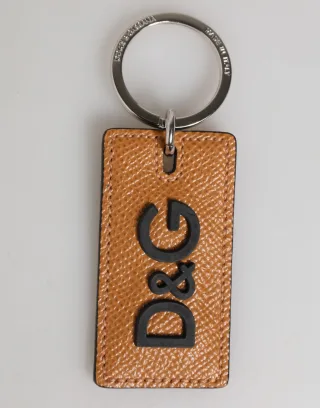 Brauner Leder-Logo-Metallring-Schlüsselanhänger für Männer