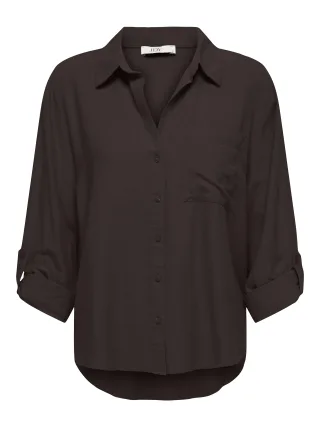 JDY - JDYCAYA LINEN LOOSE L/S SHIRT WVN NOOS Chocolate Torte - Gr. - M