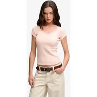 Superdry V-Shirt ATH ESS LACE TRIM V TEE mit Spitze