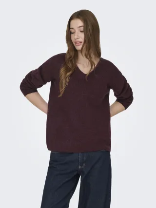 ONLY - ONLCAMILLA V-NECK L/S PULLOVER KNT NOOS Port Royale - Gr. - S