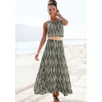LASCANA Maxikleid mit Alloverprint und Knopfleiste hinten, aus gewebter Viskose luftiges Sommerkleid, elegantes Webkleid, casual