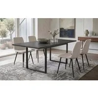 B&D home Essgruppe Essgruppe Anna & Vicka, (Set, 5-tlg., 1 Tisch / 4 Stühle), Esstisch ausziehbar bis 160cm für 4-6 Personen, Stühle in Samtstoff