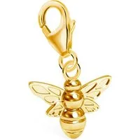 Goldene Hufeisen Charm-Einhänger Biene Karabiner Charm Anhänger für Bettelarmband 925 Silber Vergoldet (inkl. Etui), für Gliederarmband oder Halskette