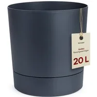 KONZEPT Blumentopf mit Untersetzer, großer Übertopf aus Kunststoff für Zimmerpflanzen (32,5 cm (20 Liter), modern und wetterfest, für Innen und Außen