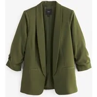 Next Jackenblazer Relaxed Fit Blazer mit Raffärmeln und Vichykaros (1-tlg)