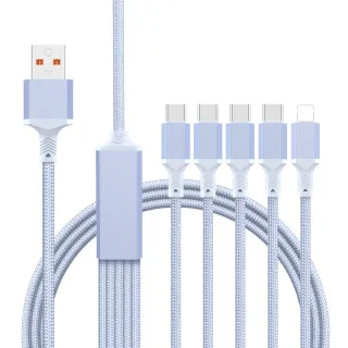 5-in-1 100W 5-in-1 USB-C Charger Cable USB-A to USB-C/iP/Micro USB Cable Fast Charging Data Transmission Copper Core Lin