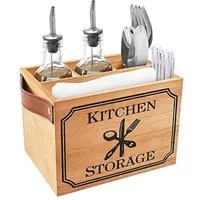 Youyijia Besteckeinsatz Besteckbehälter mit 4 Besteckfächern Besteckkasten Holz für Besteck