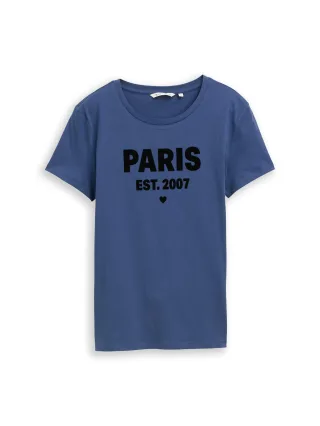 Denim Tom Tailor - T-Shirt mit Print dark duck blue - Gr. - L