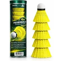Outdoorn Federball Federbälle gelb für Badminton: Training Wettkampf - Badmintonbälle (6er-Set, 6-St., 6-teilig)