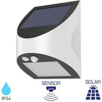 Braytron LED Wandleuchte Solar-Wandleuchte Außenleuchte mit Bewegungsmelder – IP54, 3-6W, 6500K, LED fest integriert, Kaltweiß, Dämmerungssensor, Bewegungsmelder, Solar, Akkubetrieben