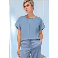 bianca Blusenshirt JOSY mit Schmuckdetail und Kräusel am Ausschnitt