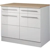 KOCHSTATION Unterschrank KS-Wien Breite 100 cm, 2 Türen, 2 Schubkästen, für viel Stauraum