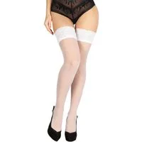 BANANALU Halterlose Strümpfe XS bis 4XL Spitzenbund 9 cm Blumenmuster sexy Overknee strümpfe (1-Paar)